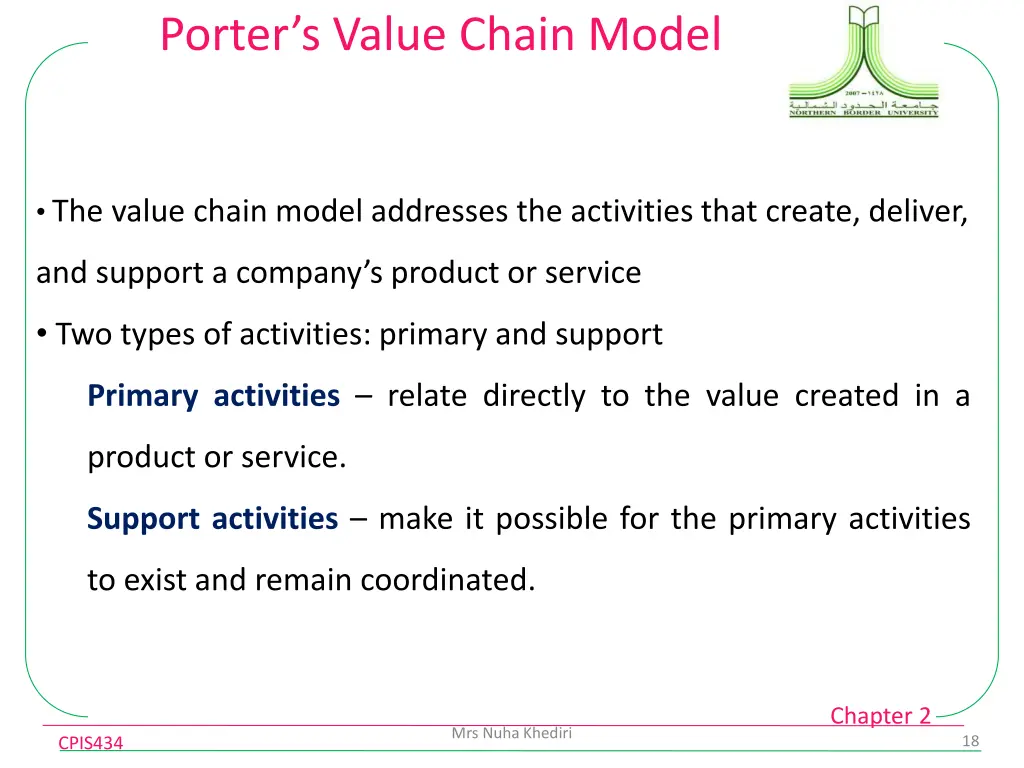 porter s value chain model