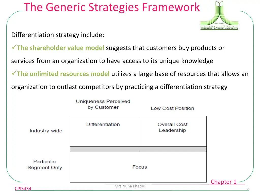 the generic strategies framework 1