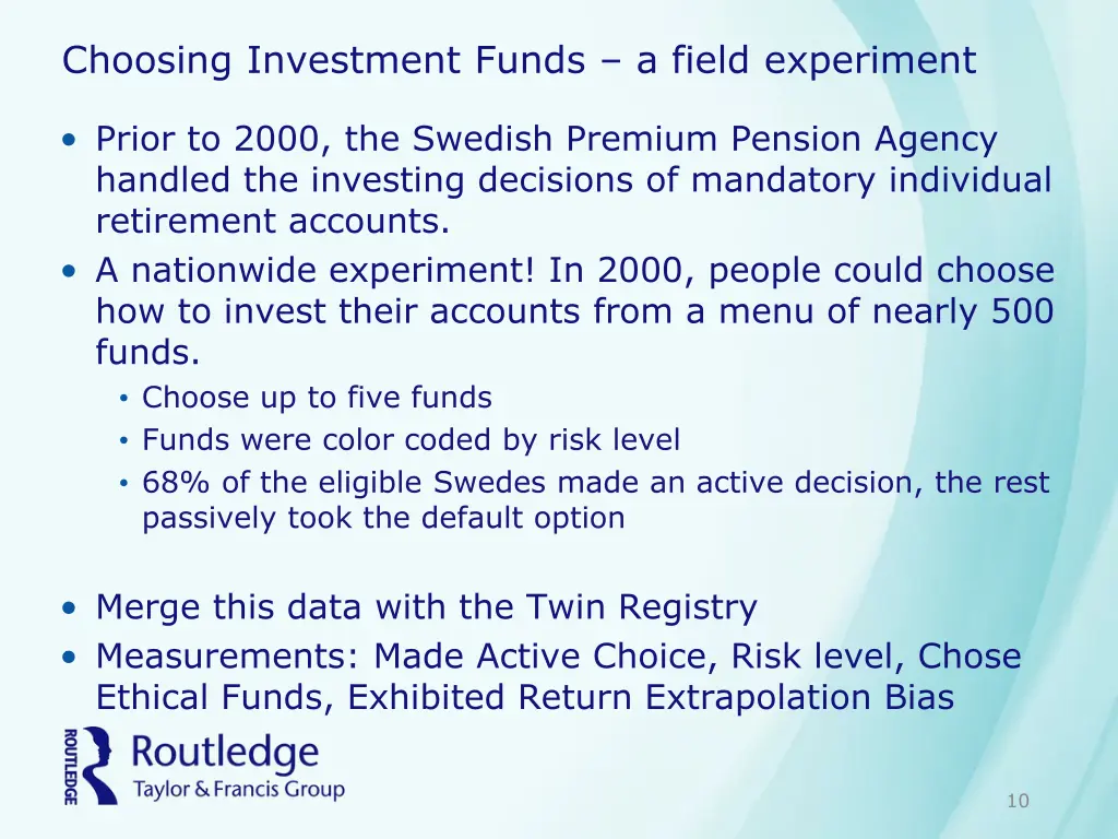 choosing investment funds a field experiment