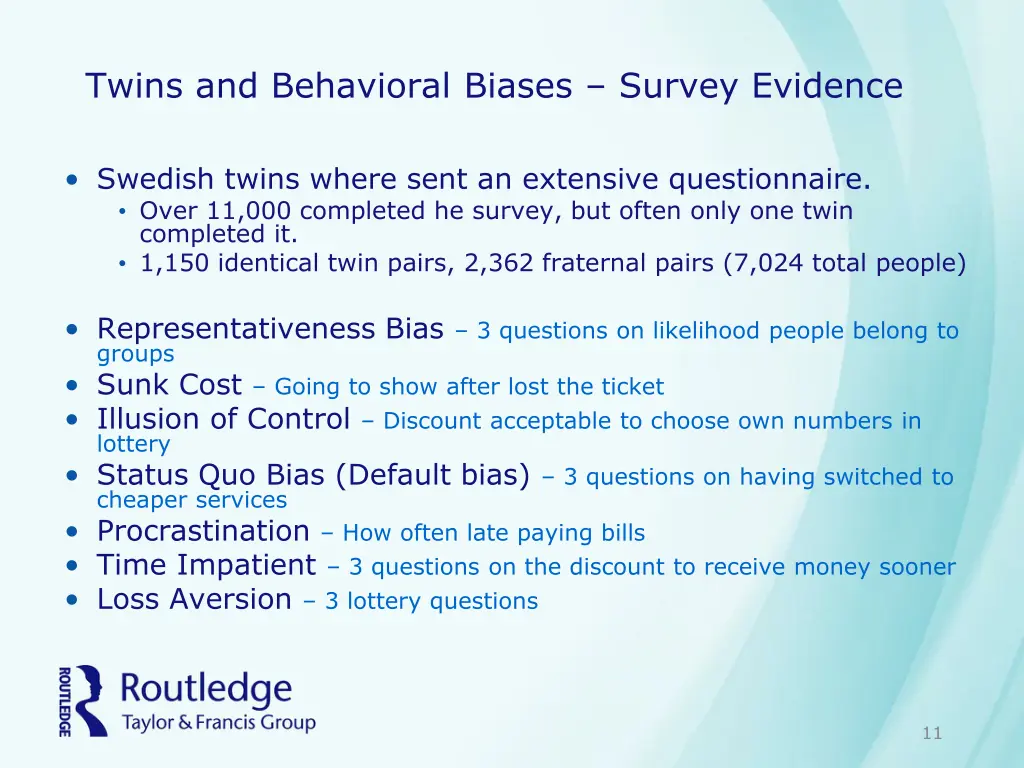 twins and behavioral biases survey evidence