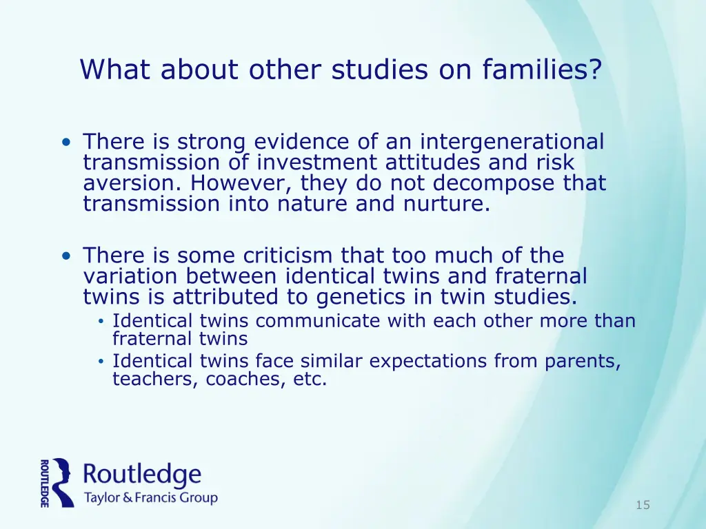 what about other studies on families