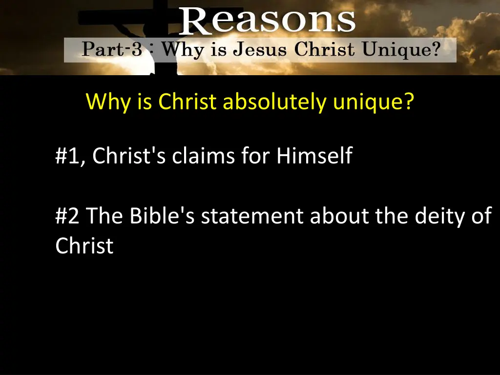 why is christ absolutely unique 1