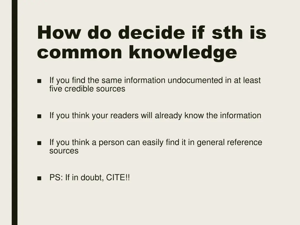 how do decide if sth is common knowledge