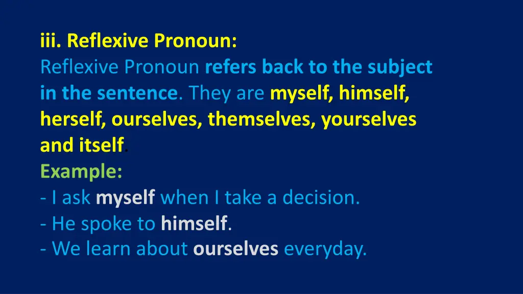 iii reflexive pronoun reflexive pronoun refers