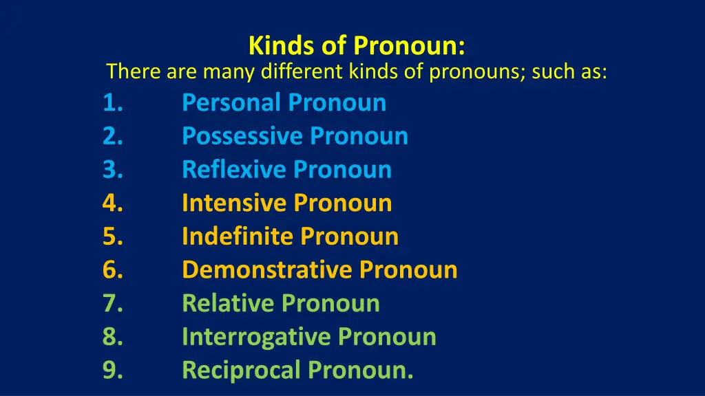 kinds of pronoun