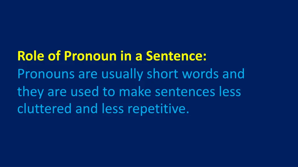 role of pronoun in a sentence pronouns