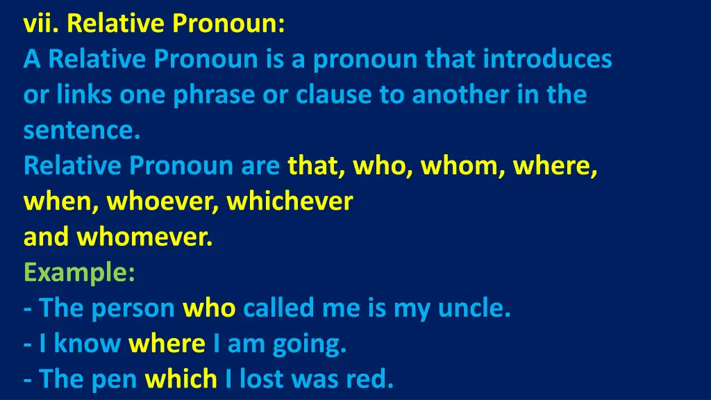 vii relative pronoun a relative pronoun