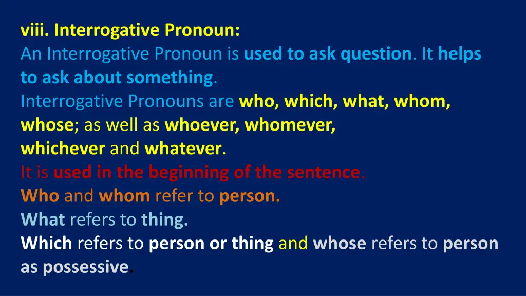 viii interrogative pronoun an interrogative