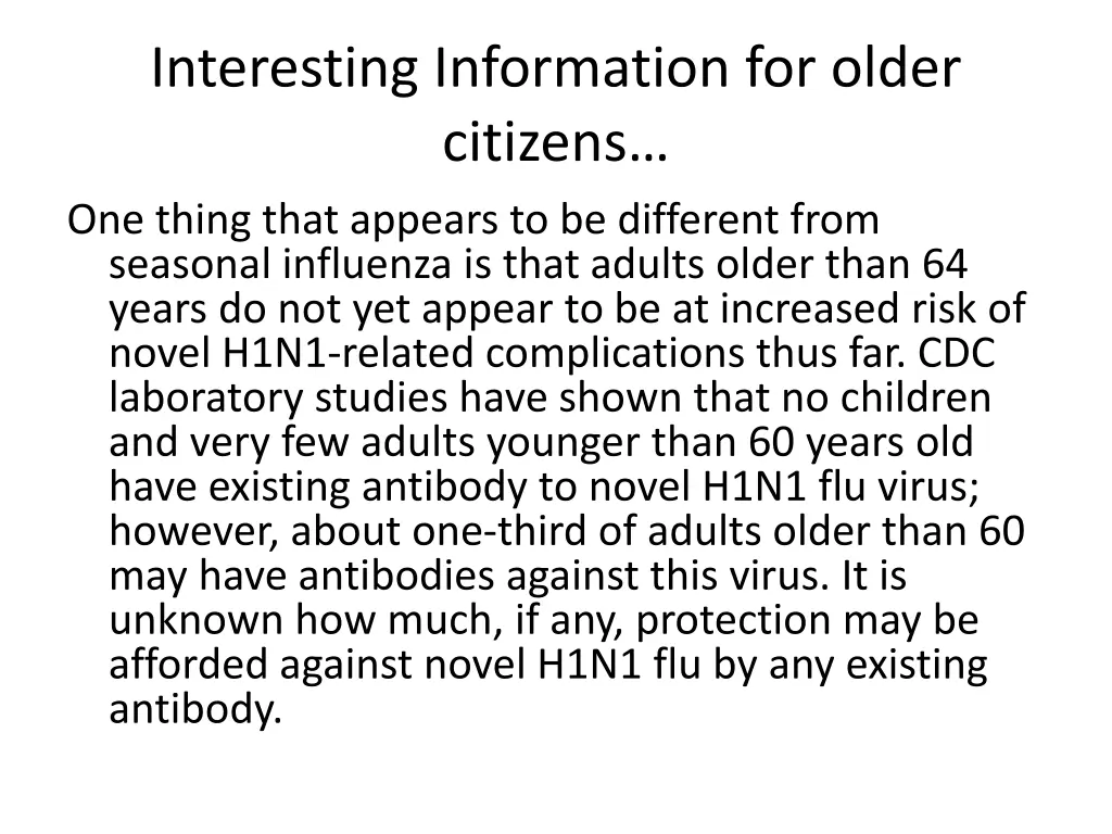 interesting information for older citizens