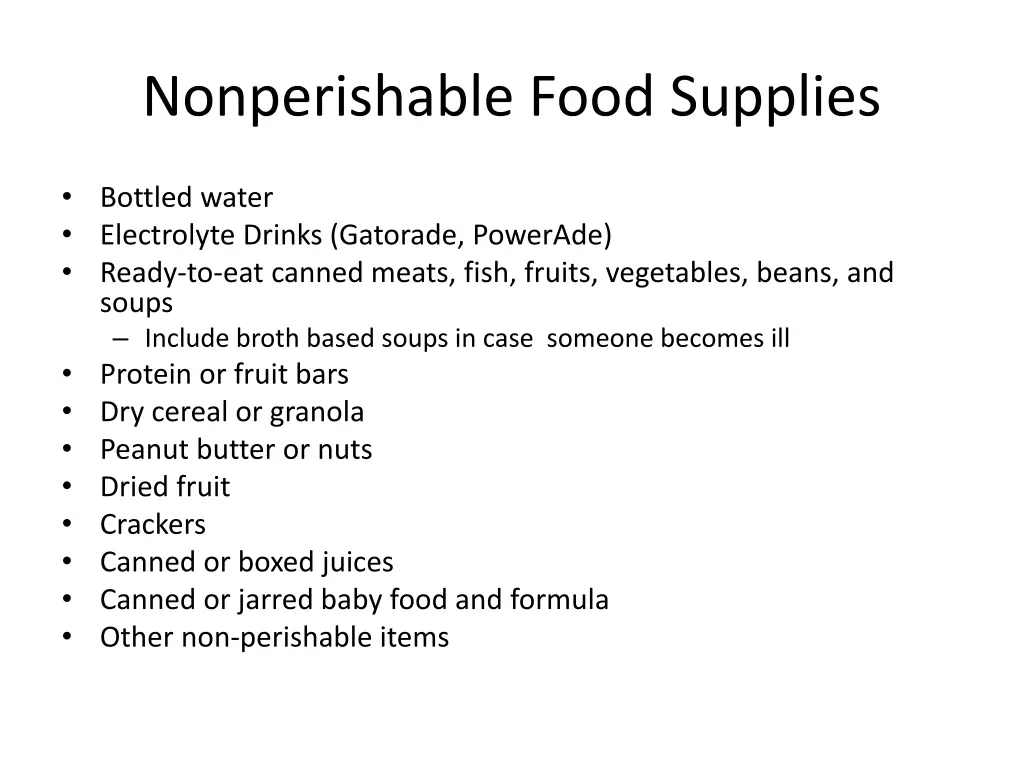 nonperishable food supplies