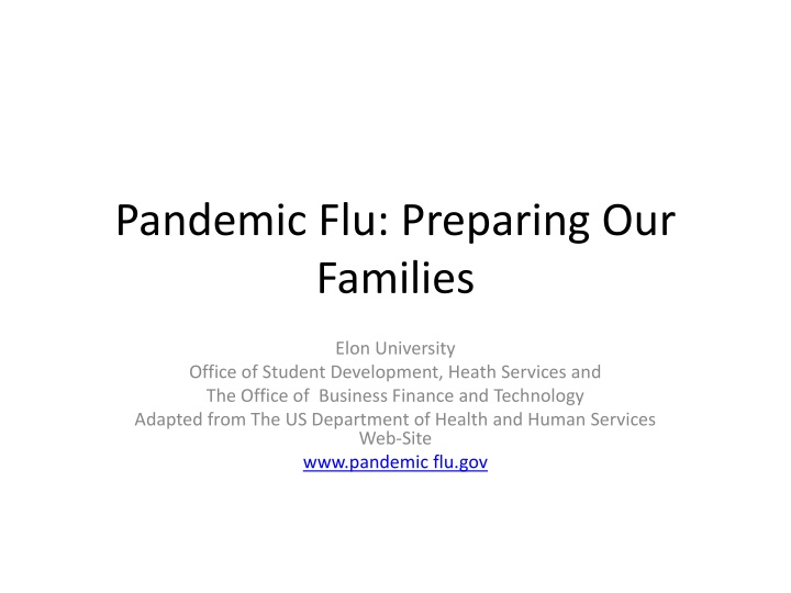 pandemic flu preparing our families