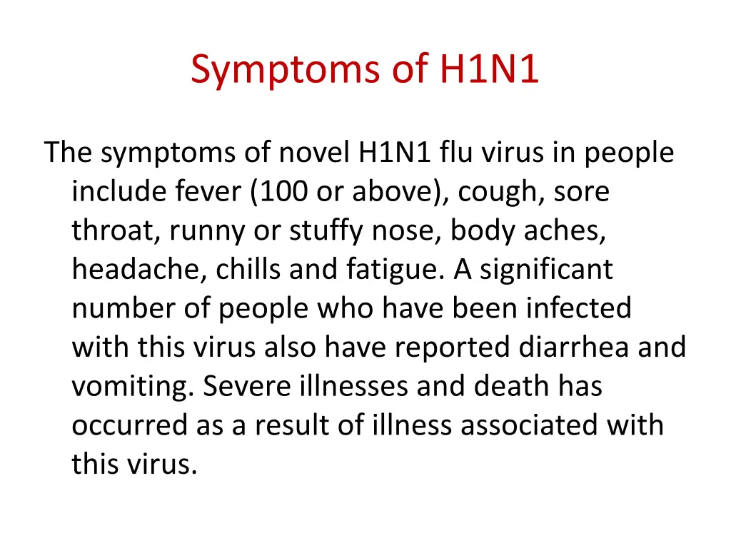 symptoms of h1n1