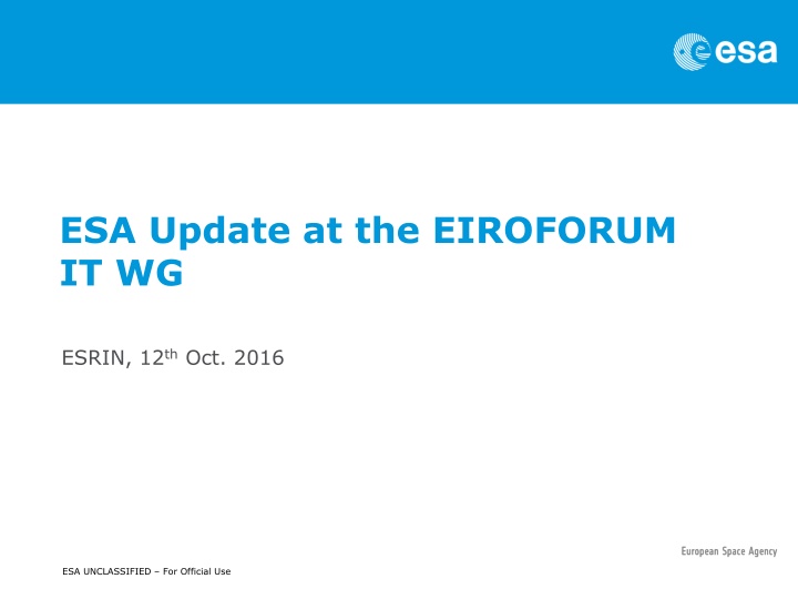 esa update at the eiroforum it wg