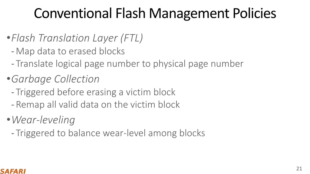 conventional flash management policies