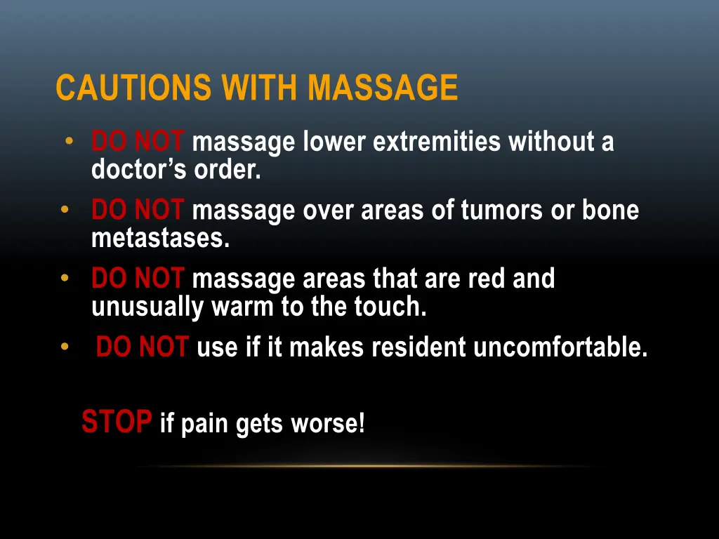 cautions with massage 1