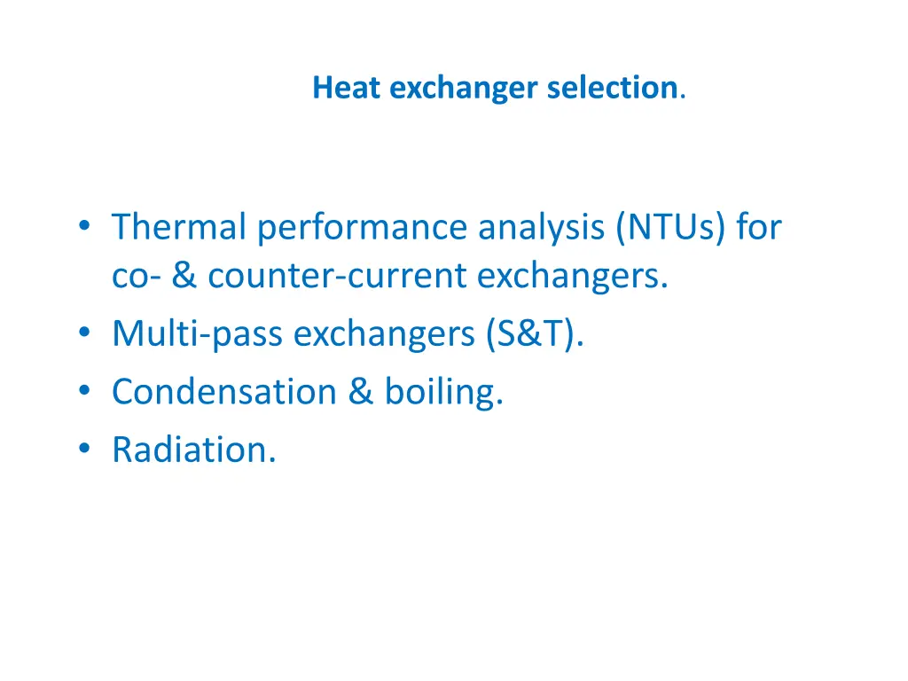 heat exchanger selection