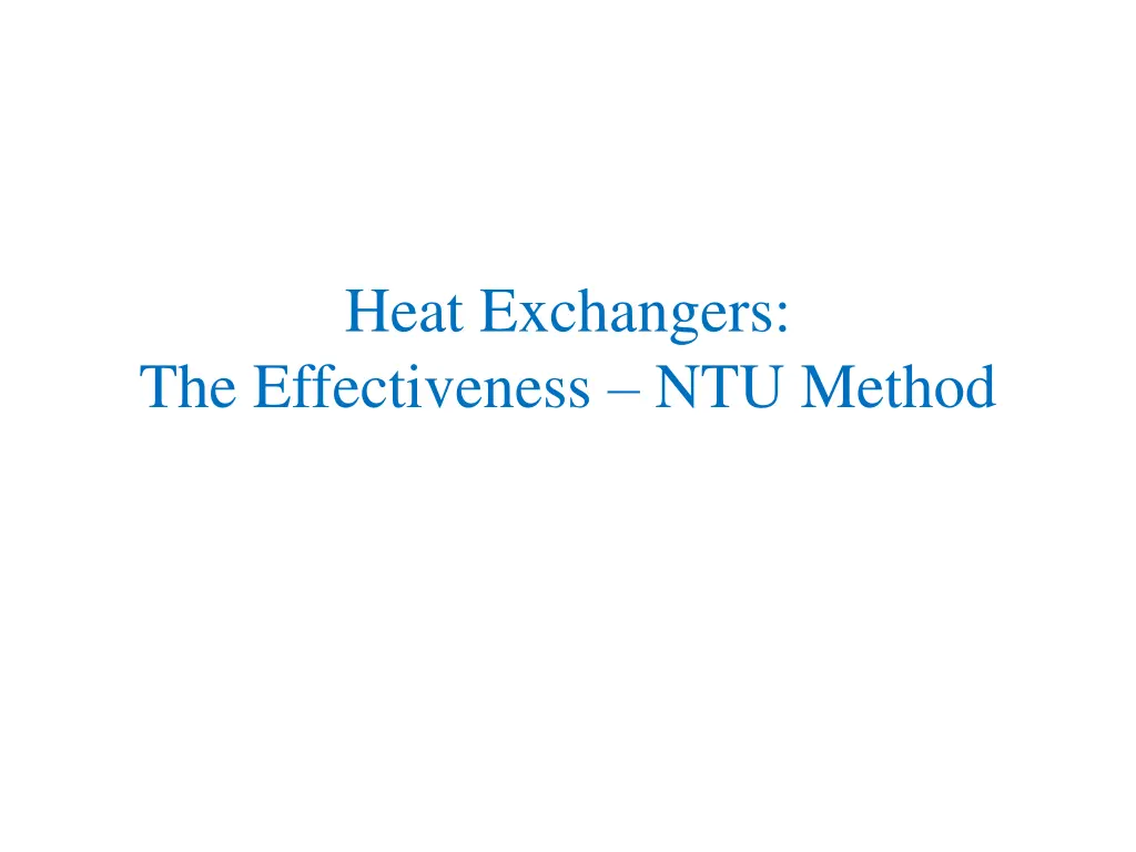 heat exchangers the effectiveness ntu method