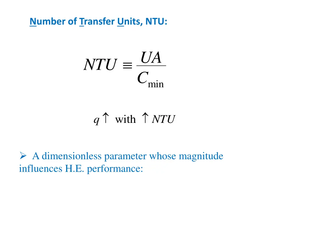 number of transfer units ntu