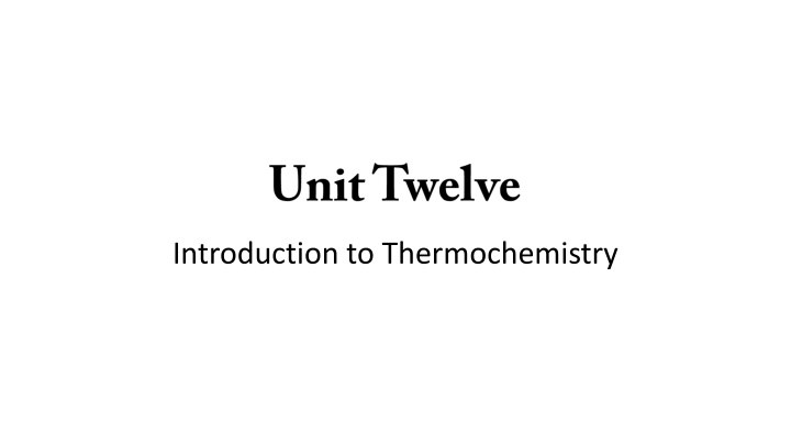 introduction to thermochemistry