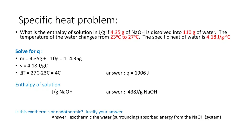 specific heat problem