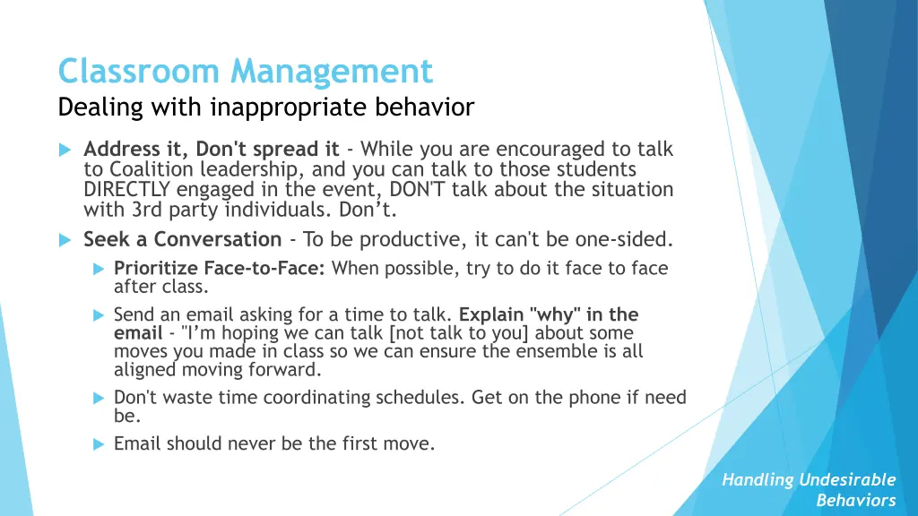 classroom management dealing with inappropriate