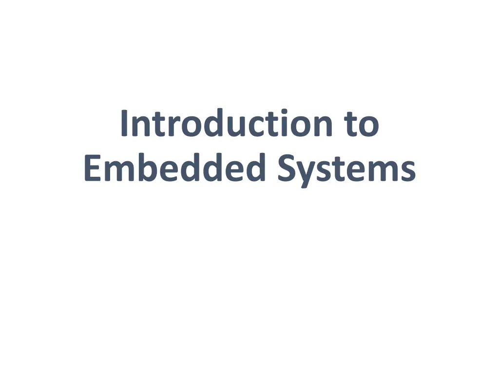 introduction to embedded systems