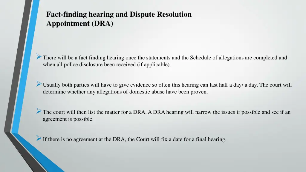 fact finding hearing and dispute resolution