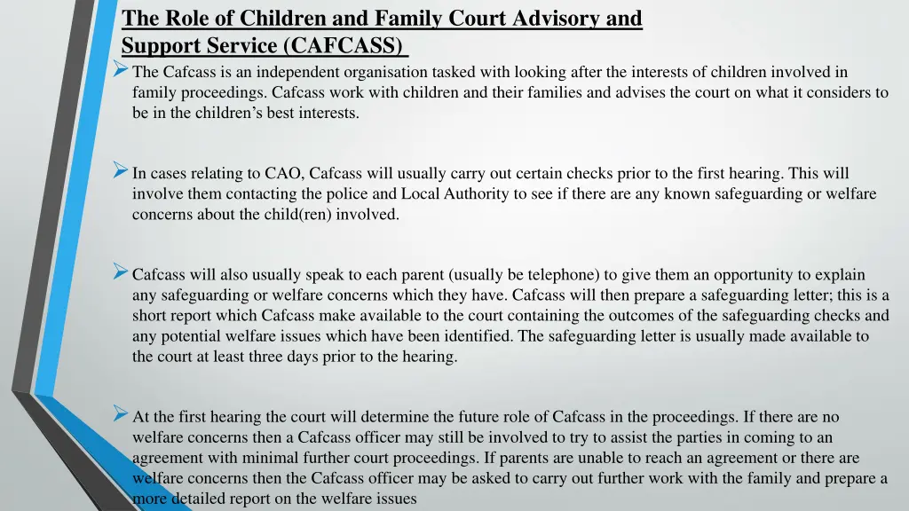 the role of children and family court advisory