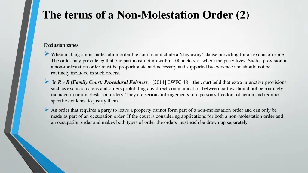 the terms of a non molestation order 2