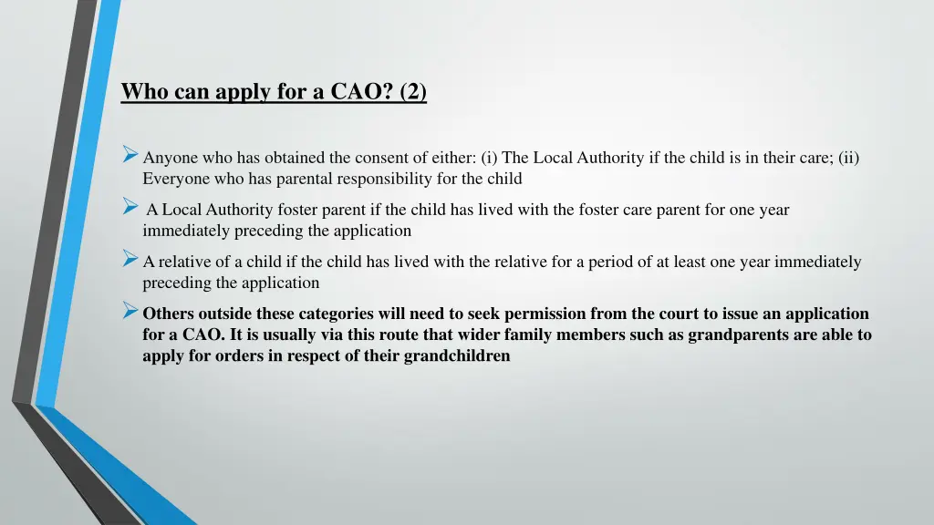 who can apply for a cao 2