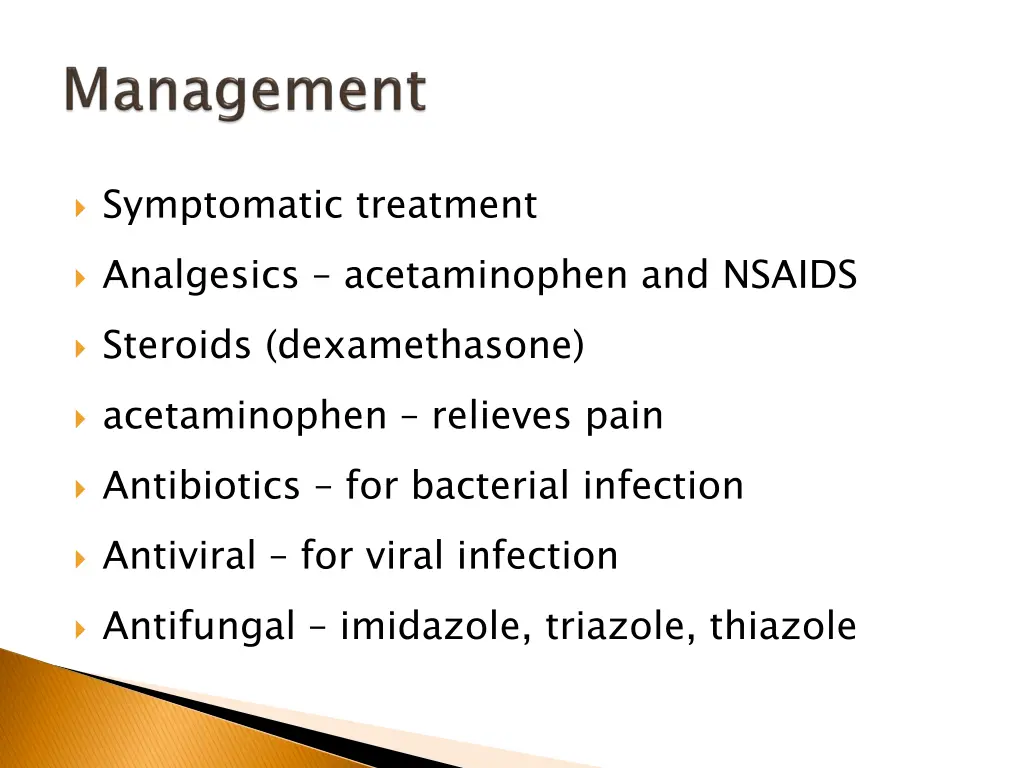 symptomatic treatment analgesics acetaminophen