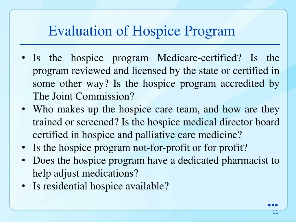 evaluation of hospice program