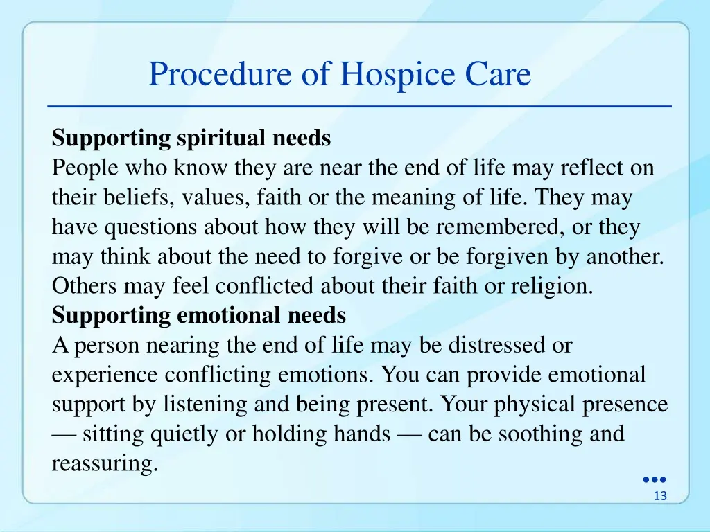 procedure of hospice care