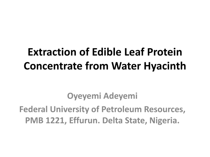 extraction of edible leaf protein concentrate