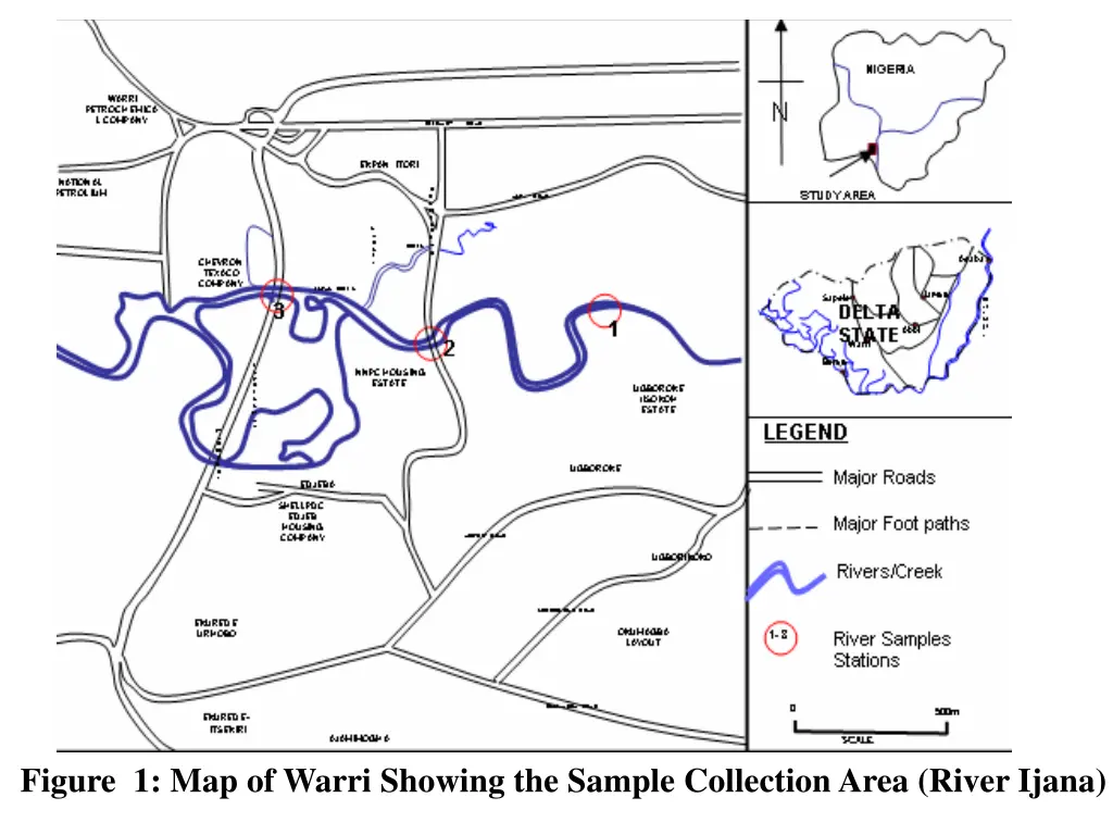 figure 1 map of warri showing the sample