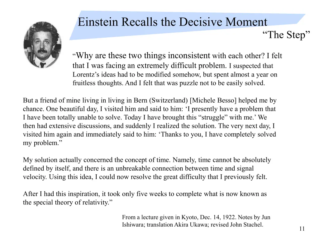 einstein recalls the decisive moment