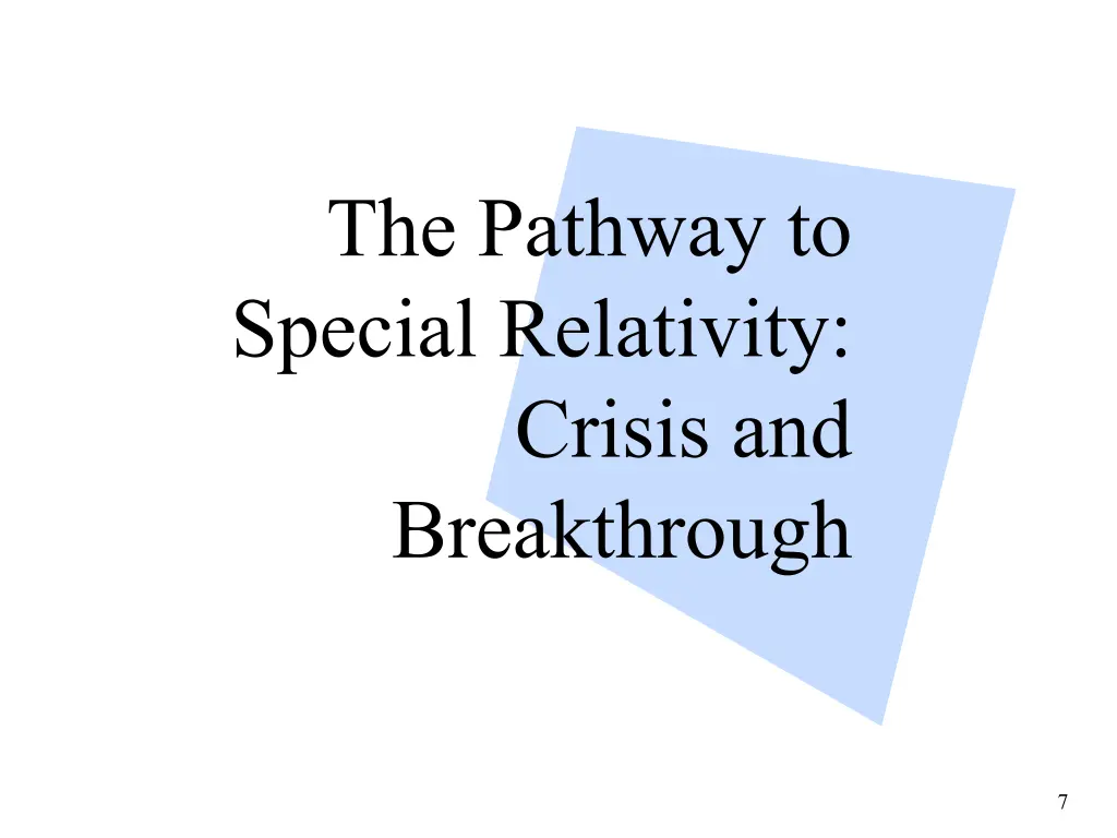 the pathway to special relativity crisis