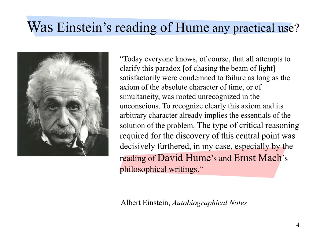 was einstein s reading of hume any practical use