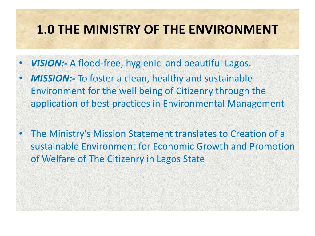 1 0 the ministry of the environment