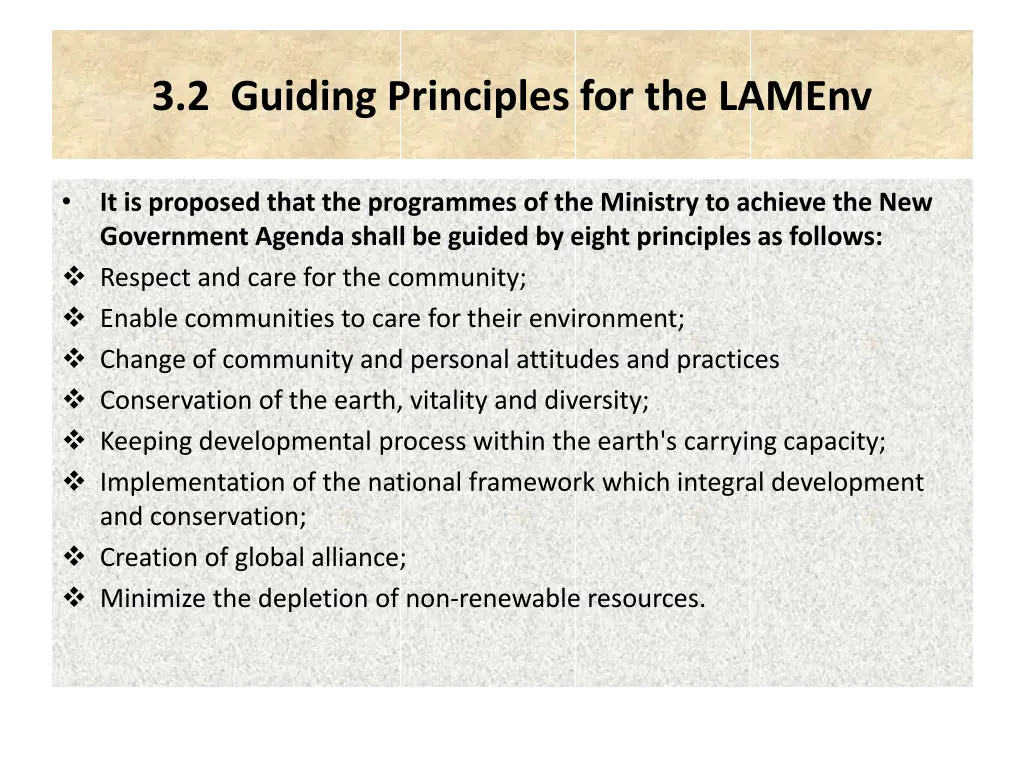 3 2 guiding principles for the lamenv