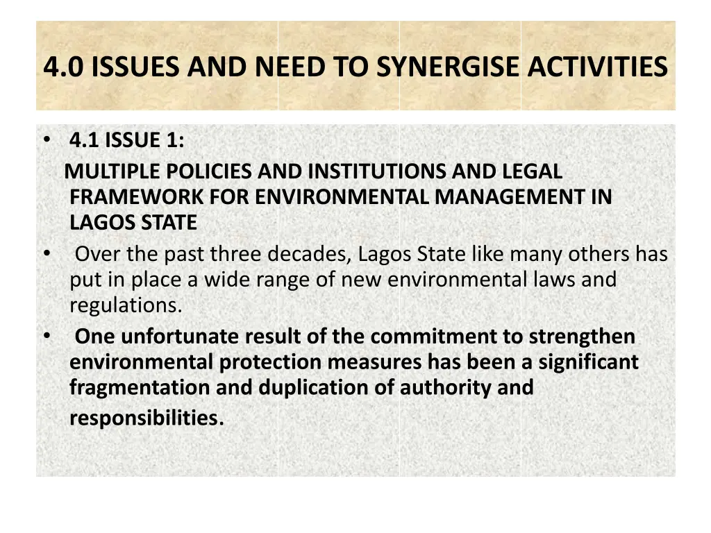 4 0 issues and need to synergise activities