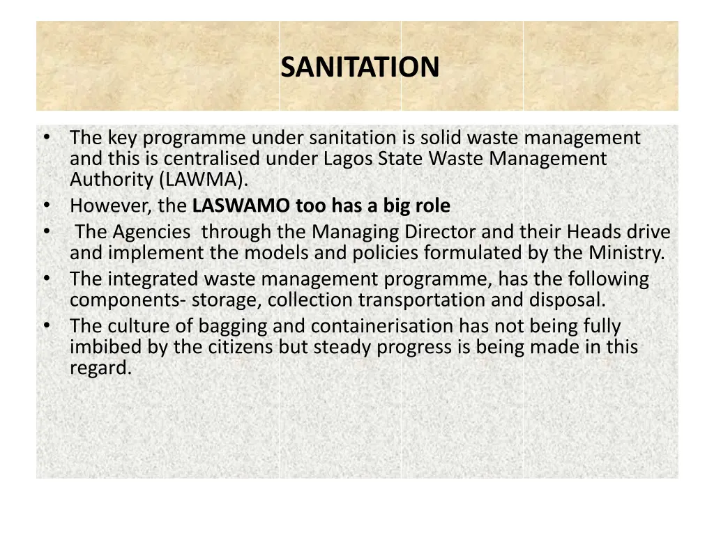 sanitation