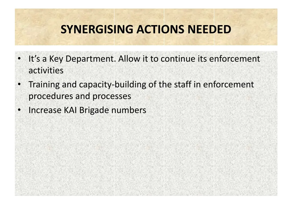 synergising actions needed 3