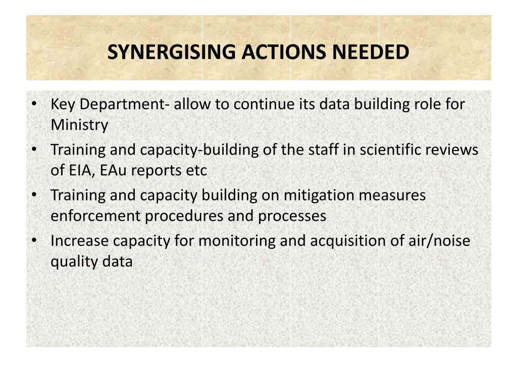 synergising actions needed 4