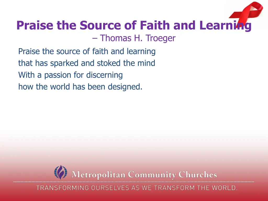 praise the source of faith and learning thomas