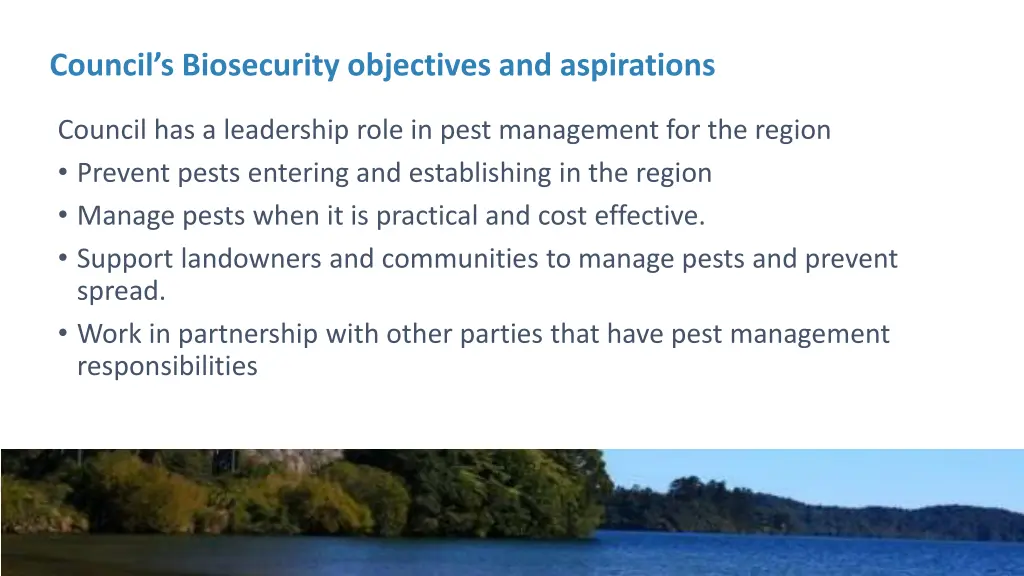 council s biosecurity objectives and aspirations