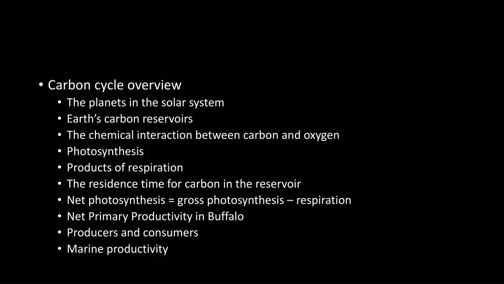 carbon cycle overview the planets in the solar