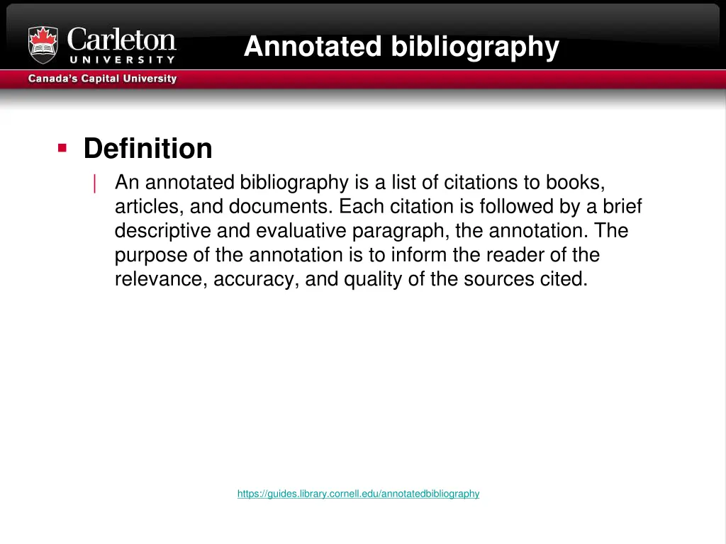 annotated bibliography