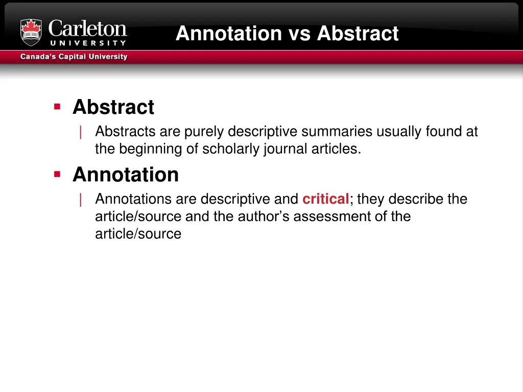 annotation vs abstract