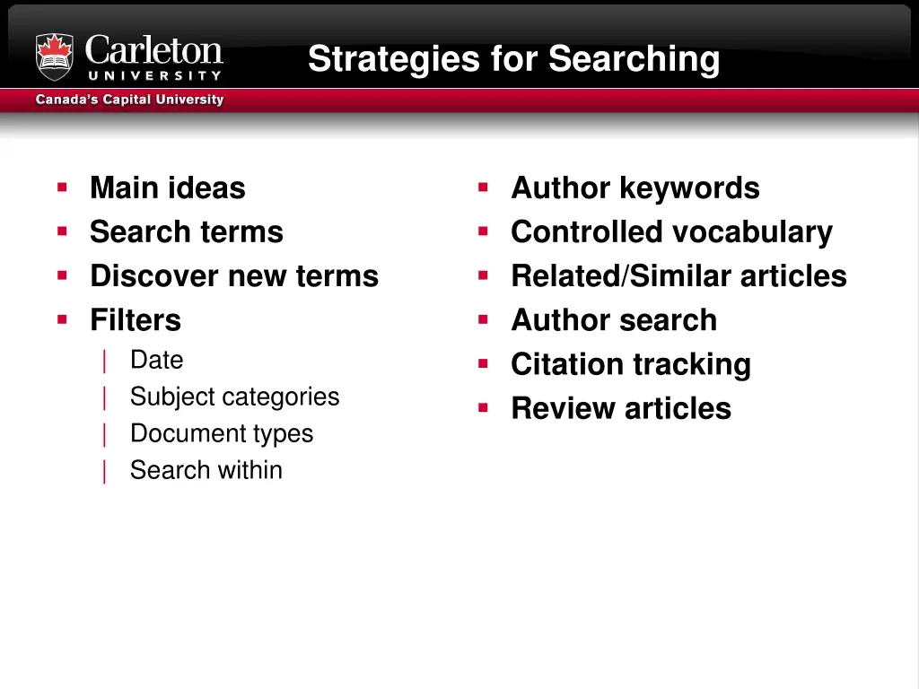 strategies for searching